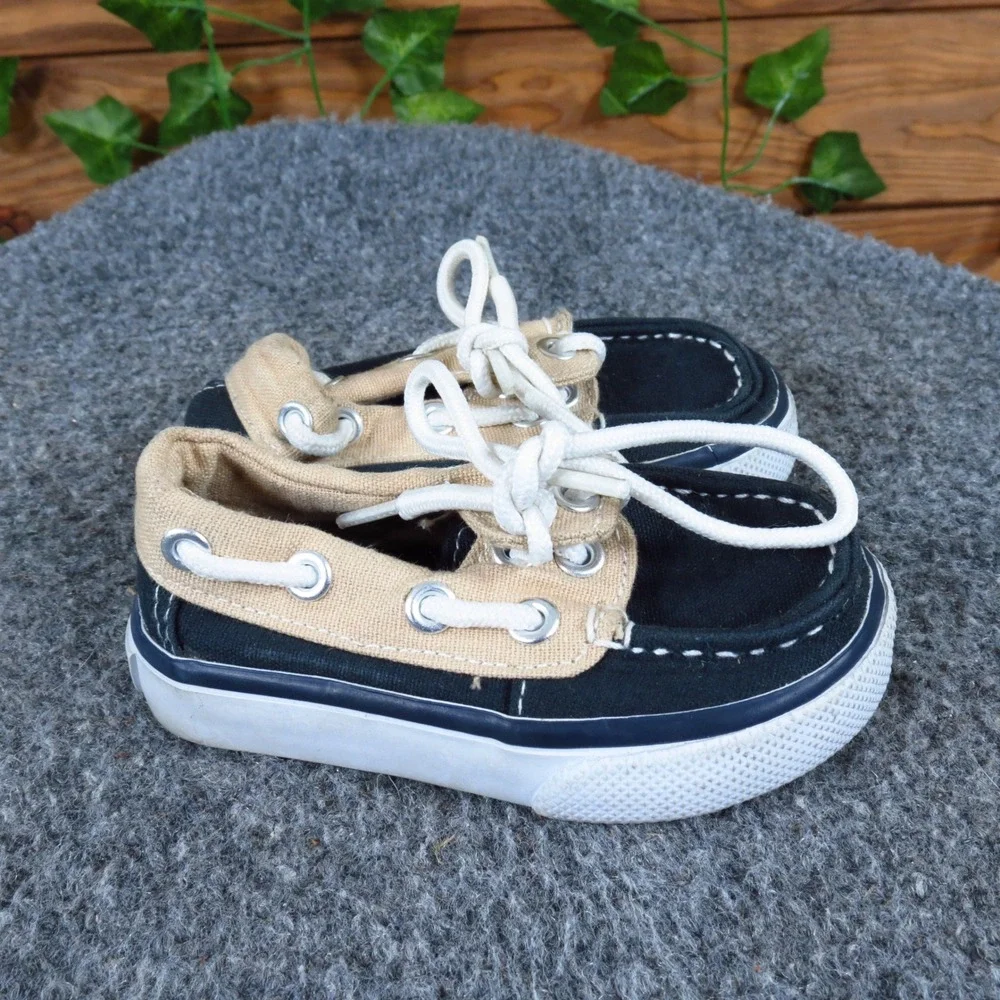 Gymboree Boat Toddler Boy Casual Shoe Size T3 Everyday Nautical Navy‎ Tan Canvas